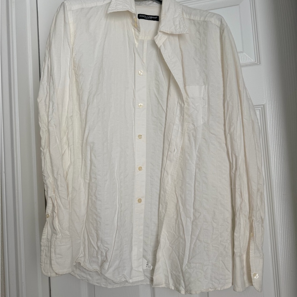Dolce & Gabbana Men's Cream Button Down Shirt